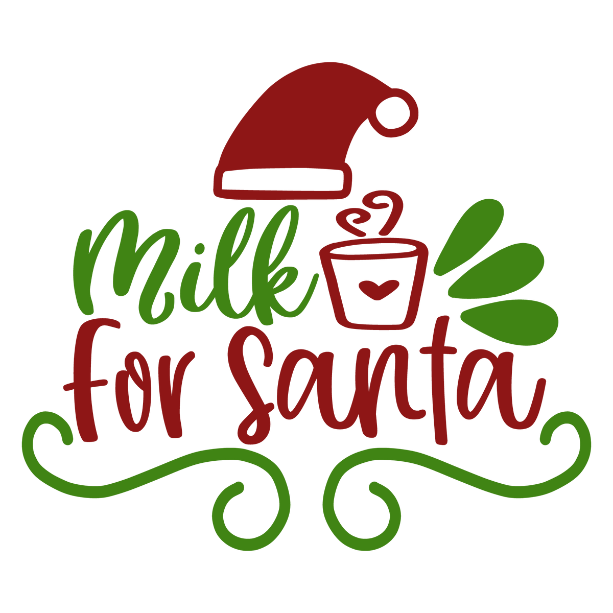 Milk For Santa ready-to-press Christmas DTF transfer from Outta Phx Print Shop