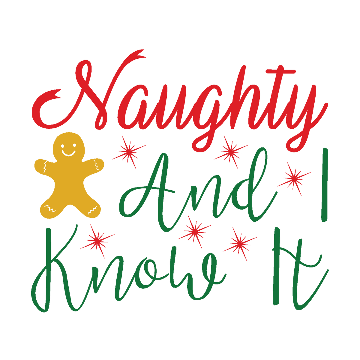 Naughty and I Know It funny Christmas ready-to-press DTF transfer