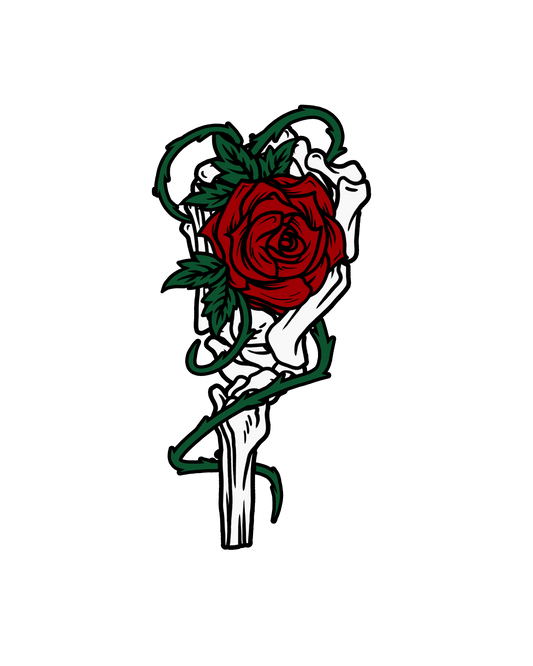 Rose Bone Hand Tattoo ready-to-press tattoo style DTF transfer
