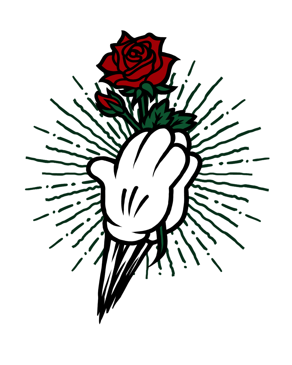 Rose Hand Flash Tattoo ready-to-press tattoo style DTF transfer
