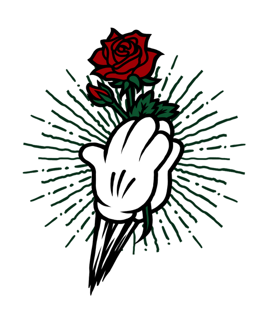 Rose Hand Flash Tattoo ready-to-press tattoo style DTF transfer