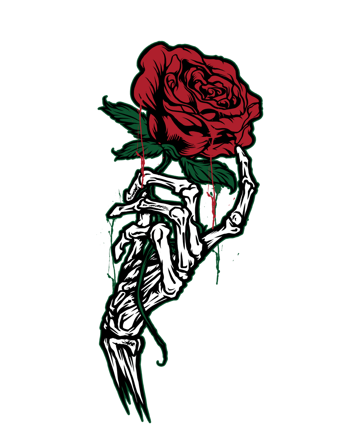 Rose Skeleton Hand Tattoo ready-to-press tattoo style DTF transfer
