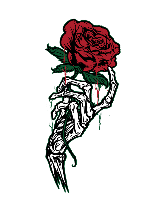 Rose Skeleton Hand Tattoo ready-to-press tattoo style DTF transfer