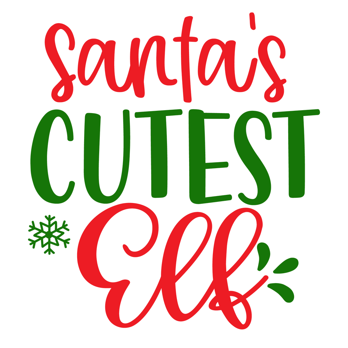 Santa’s Cutest Elf ready-to-press Christmas DTF transfer from Outta Phx Print Shop