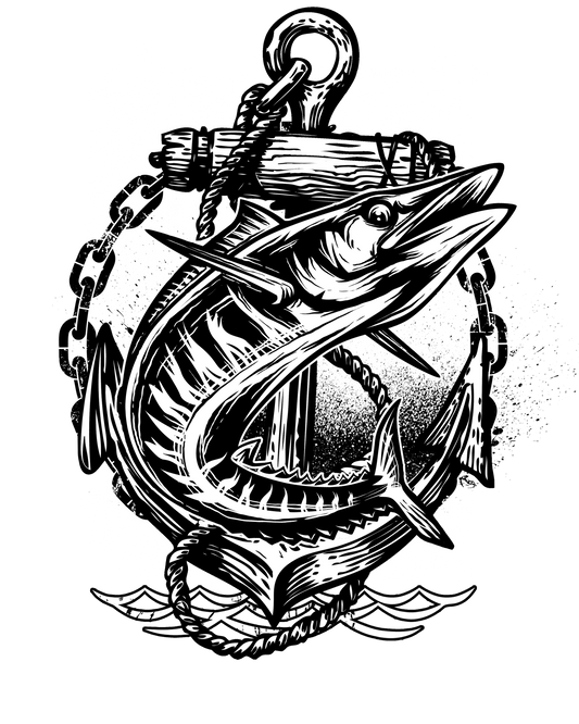 Swordfish Anchor Tattoo ready-to-press tattoo style DTF transfer