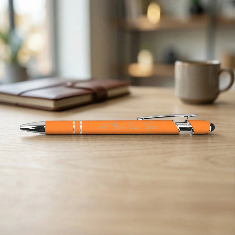 Custom engraved tiger orange stylus pen soft touch metal Phoenix AZ