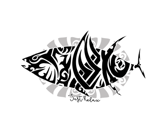 Tribal Fish ready-to-press tattoo style DTF transfer