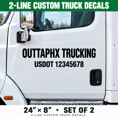 2line custom truck decals with green header