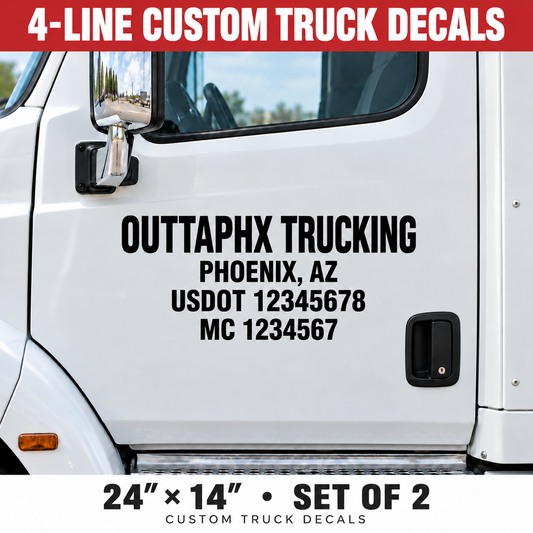 4line custom truck decals with red header