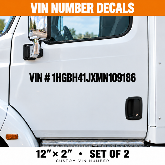 Custom VIN Vehicle Identification Number Truck Decals