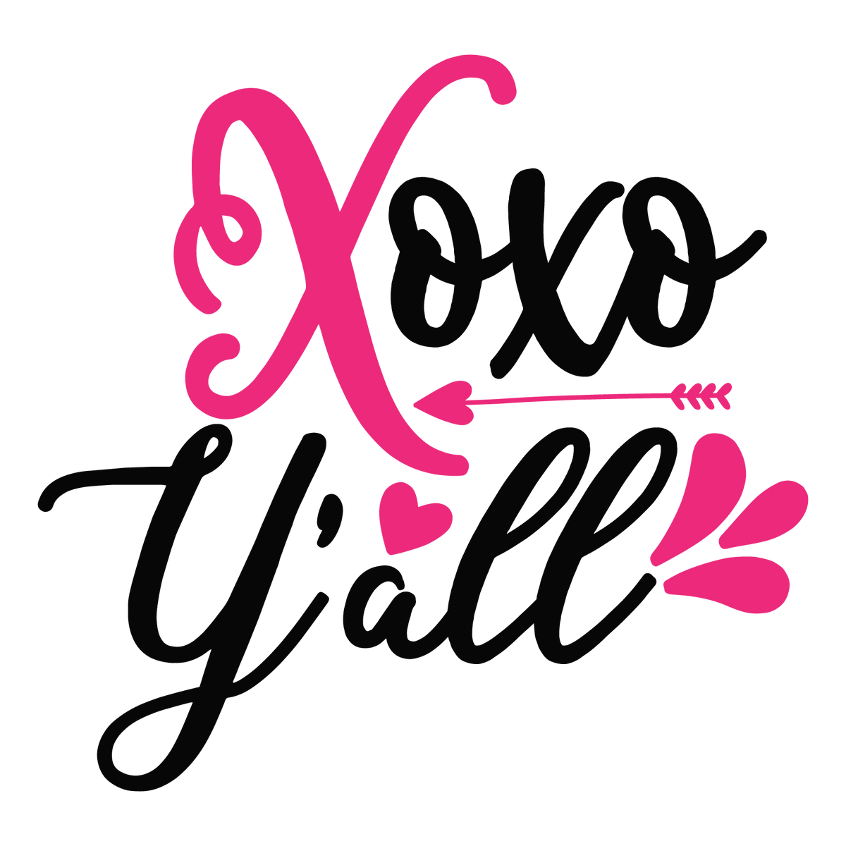 XOXO Yall ready-to-press Valentine DTF transfer from Outta Phx Print Shop